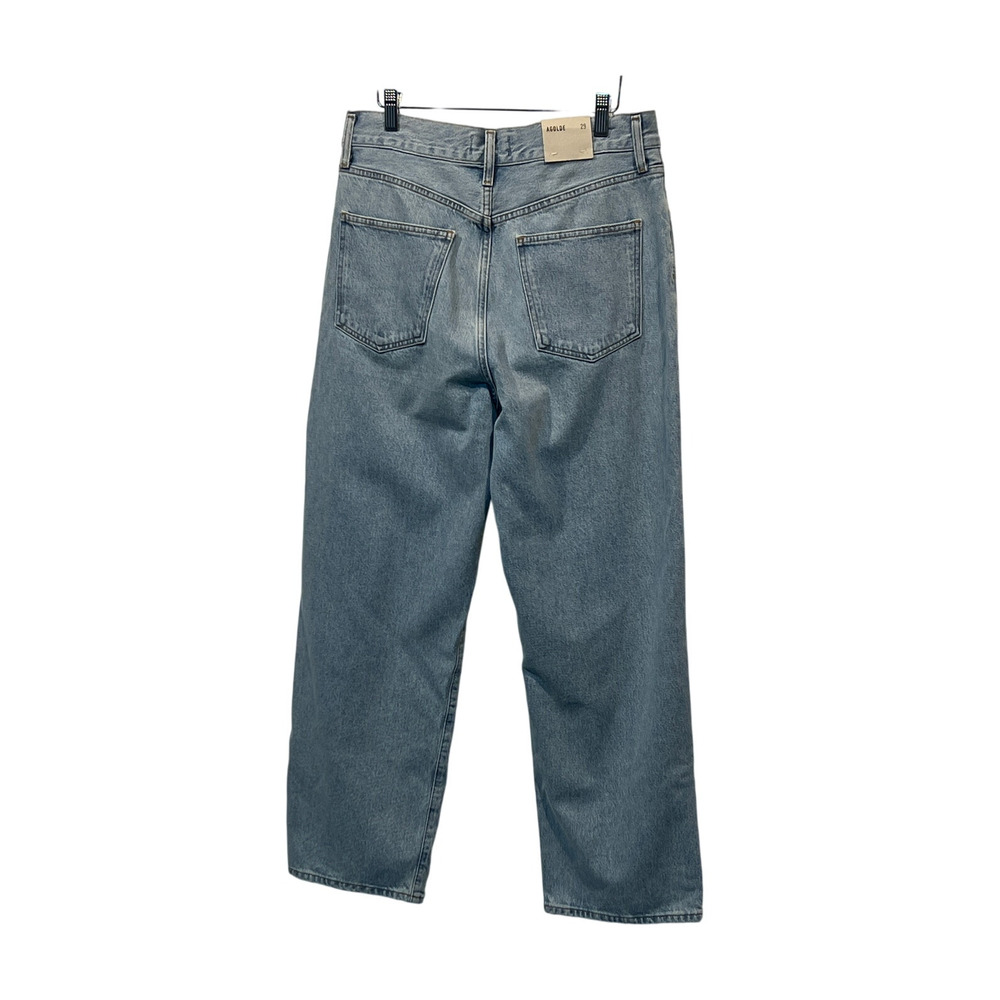 AGOLDE WOMENS 28 FOLDED WAISTBAND HIGH RISE ANKLE WIDE JEANS SIDELINE BLUE NEW - Picture 6 of 14